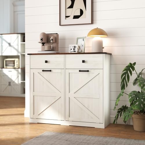 20 Gallon Tilt Out Trash Can Cabinet with Drawer V841