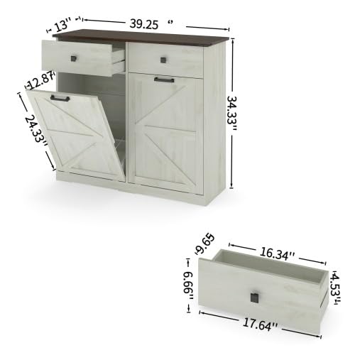 20 Gallon Tilt Out Trash Can Cabinet with Drawer V841