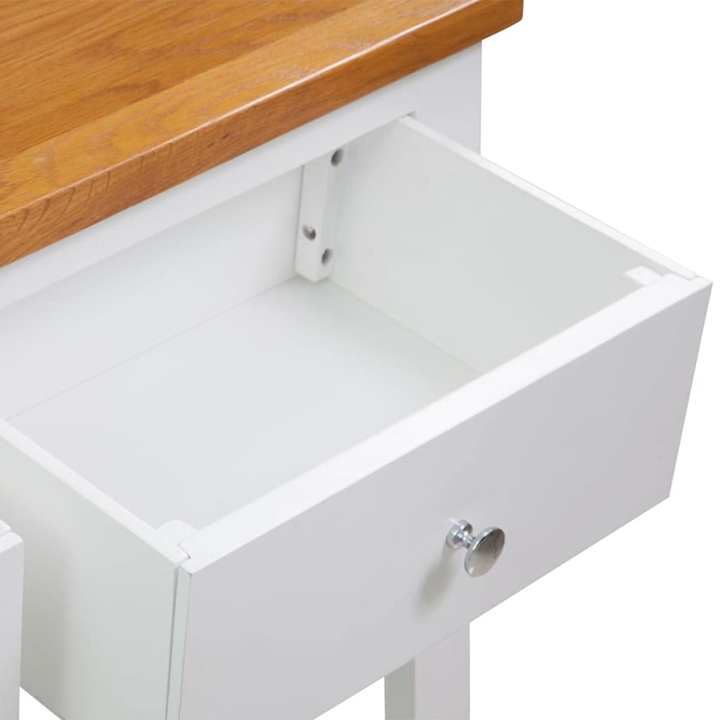 Solid Oak and Acacia Wood Console Table with Two Drawers and Shelf Z245