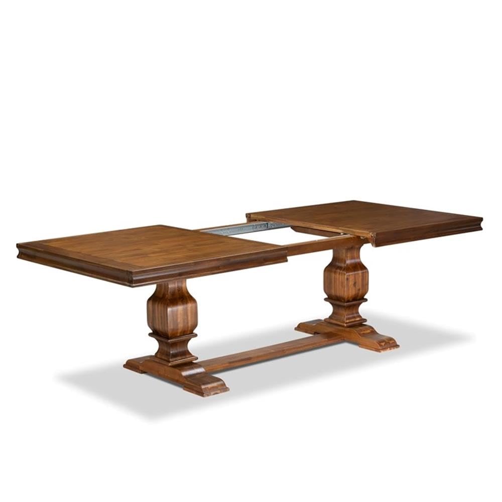 9-Piece Acacia Wood Dining Set with Removable Leaf Table and 8 Dark Grey PU Leather Chairs U44603