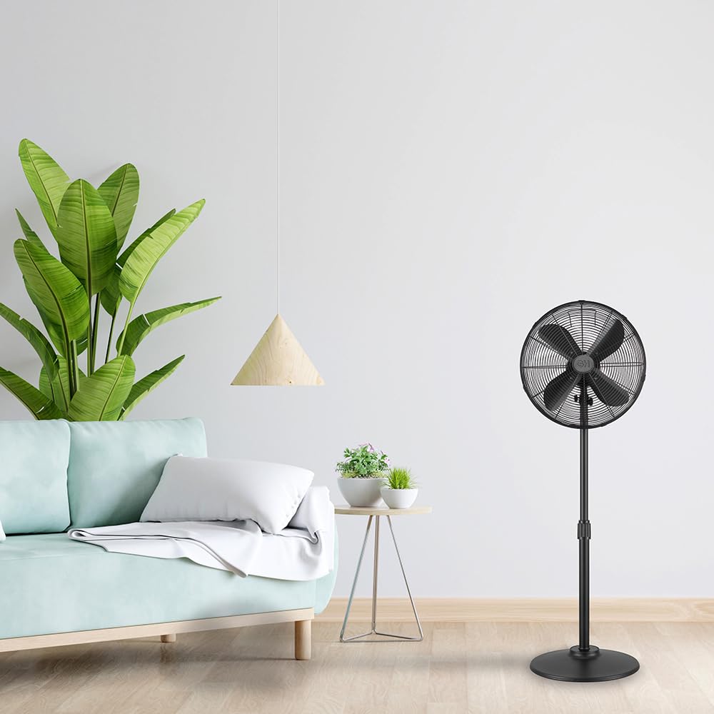 Matte Black 16" Pedestal Fan, 3 Speeds O28584
