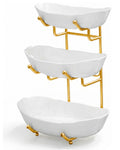 3 Tier Ceramic Fruit Bowl with Stand F678