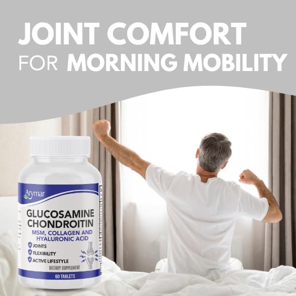 Glucosamine, Chondroitin, MSM, Collagen & Hyaluronic Acid Supplement 60 Tablets I680