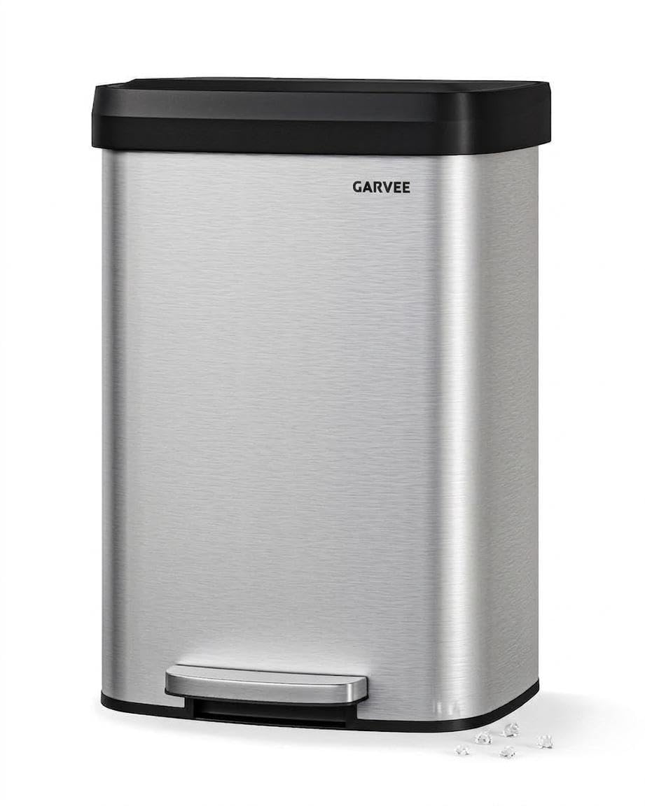 13 gal Stainless Steel Step-on Trash Can with Lid O748103