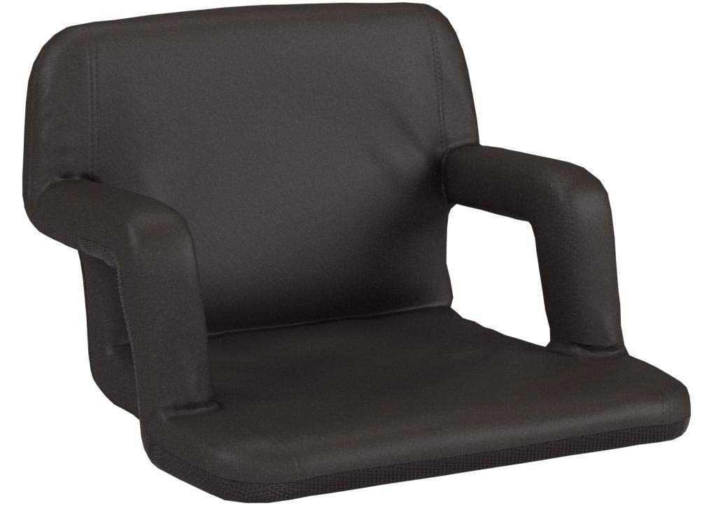 Portable Reclining Folding Stadium Seat with Back Support, Black W2286