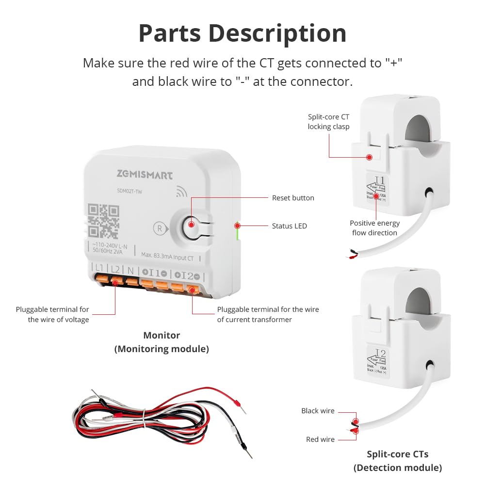 WiFi Home Energy Monitor with 2 x 120A CTs V9899