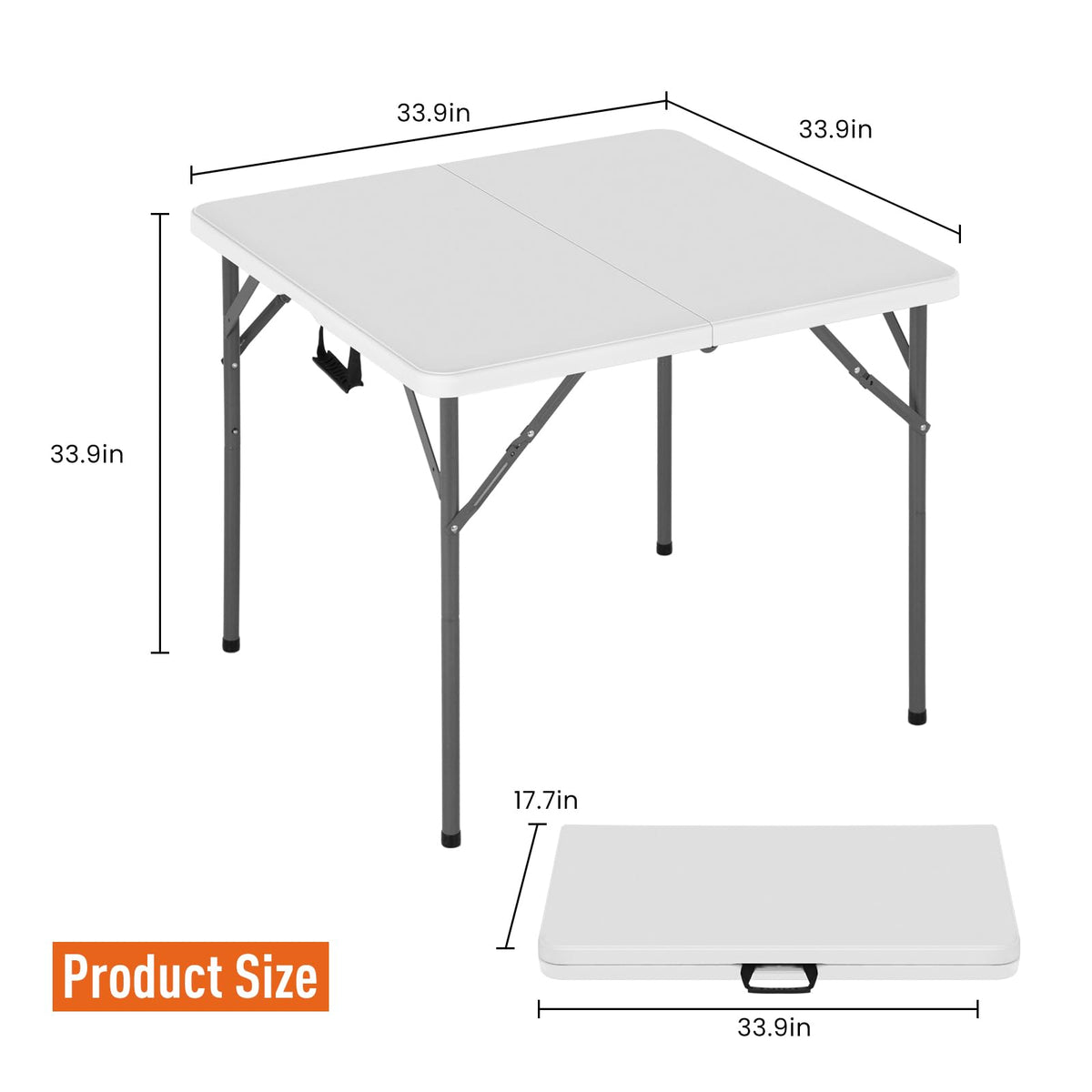 34 Inch Square Folding Table White D84170
