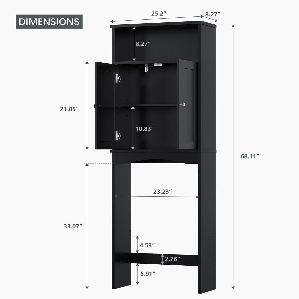 Black Over The Toilet Storage Cabinet I995404