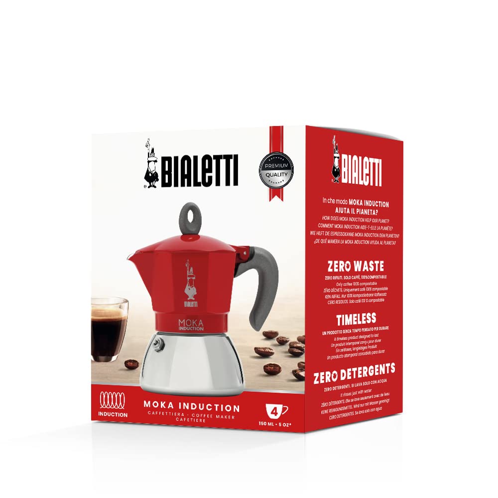 Red 4 Cups Espresso Moka Pot G453831