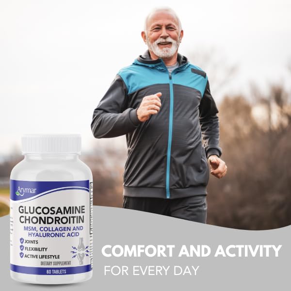 Glucosamine, Chondroitin, MSM, Collagen & Hyaluronic Acid Supplement 60 Tablets I680
