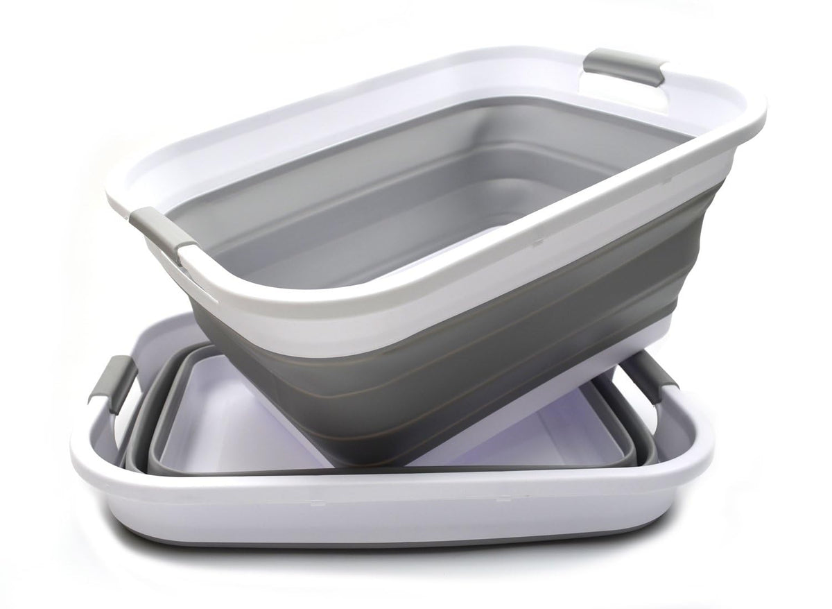 Collapsible Plastic Laundry Basket Set of 2 A111