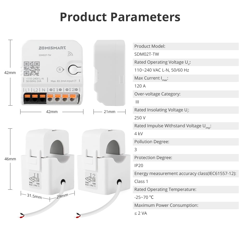 WiFi Home Energy Monitor with 2 x 120A CTs V9899