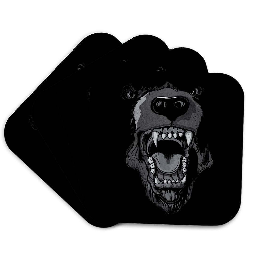 Black Bear Face Set of 4 Coasters D718009
