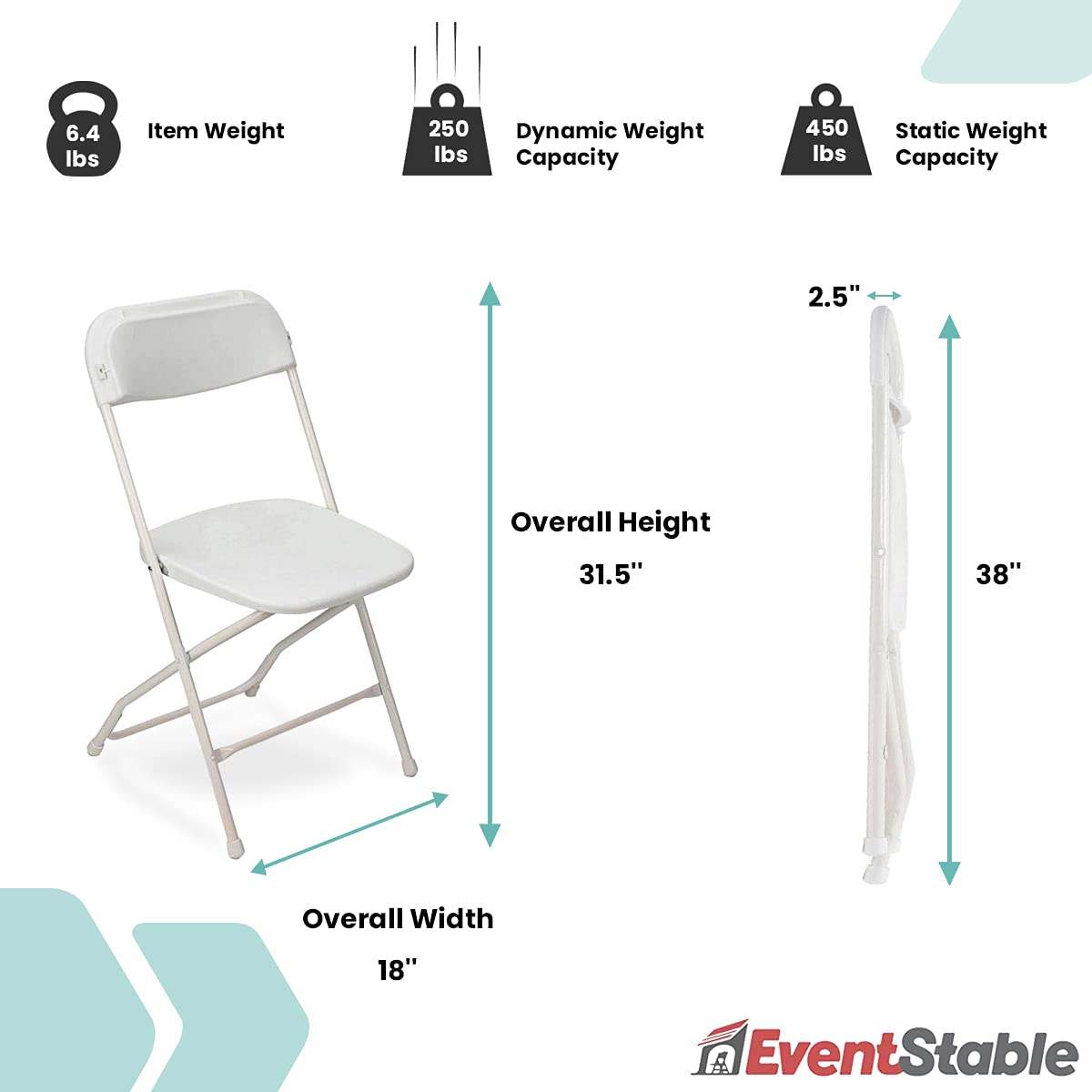 White Stackable Plastic Folding Chair 10-Pack W3674