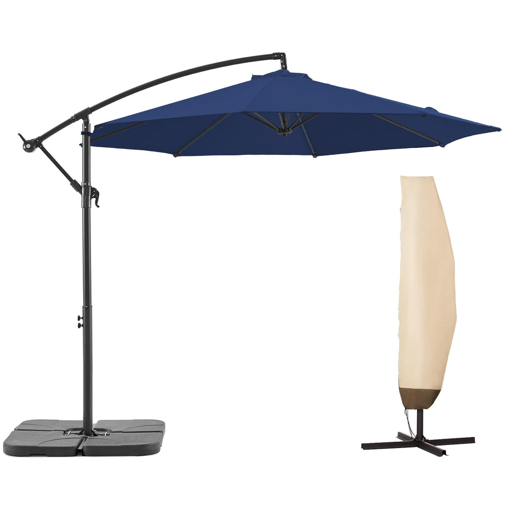 10 FT Navy Blue Patio Offset Umbrella M482