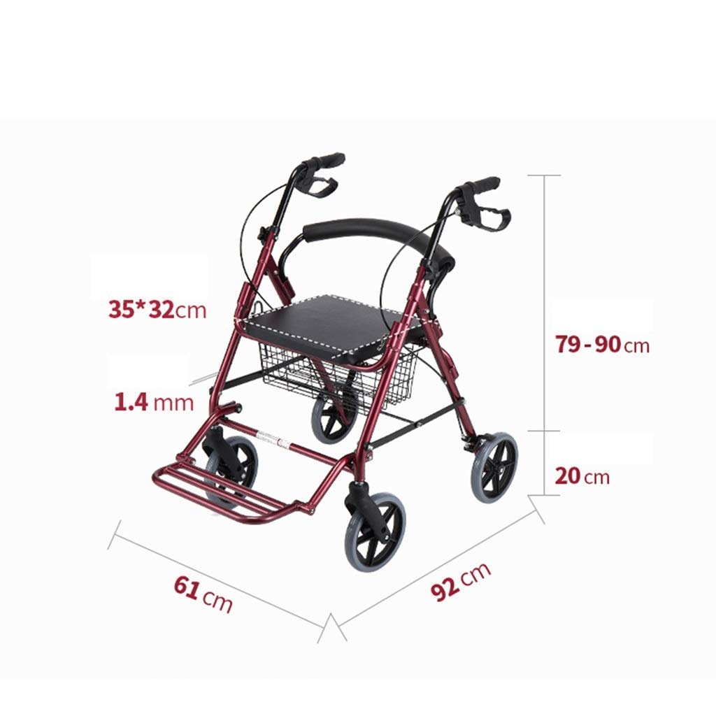 4 Wheeled Folding Rollator Walker with Padded Seat and Backrest J919