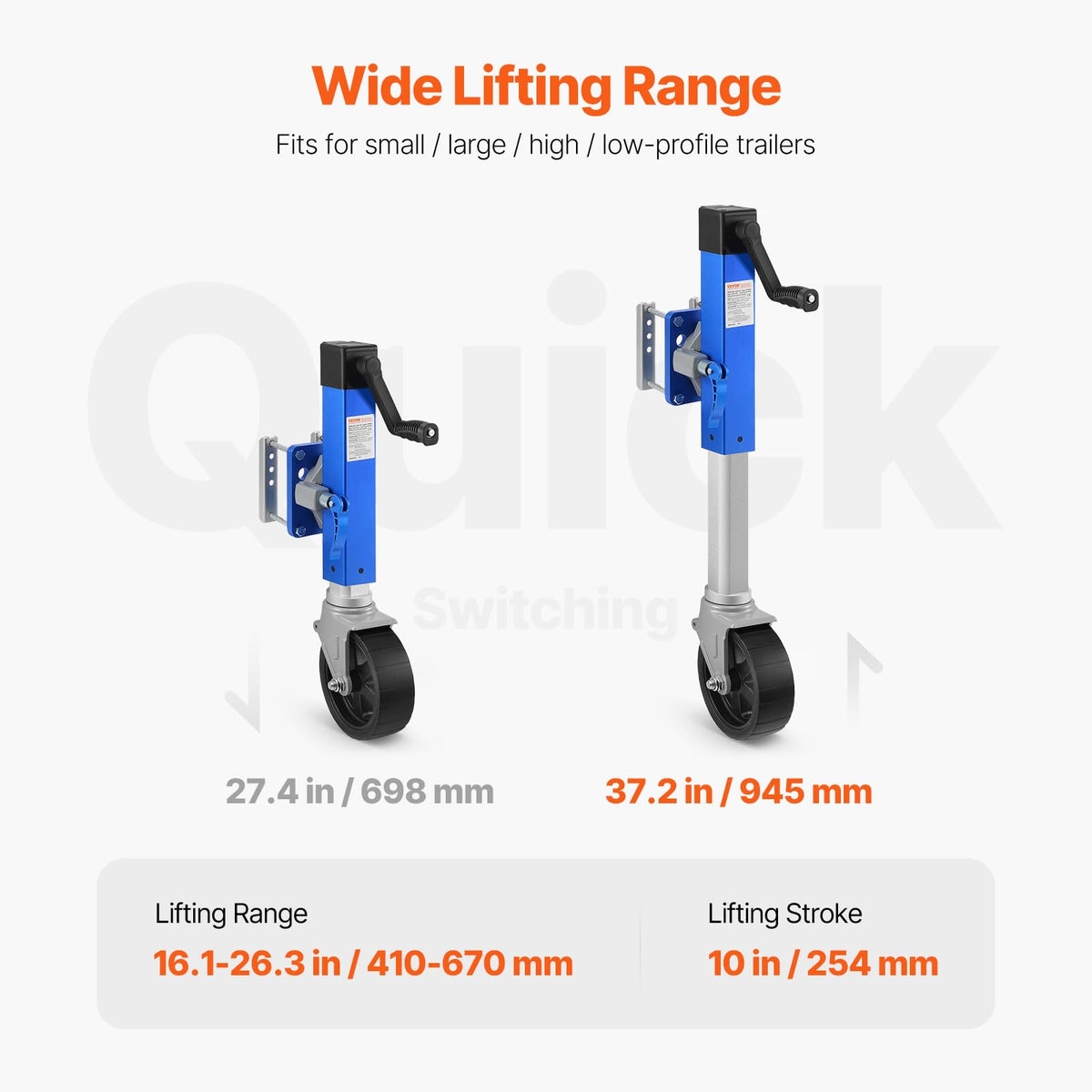 1600 lbs Swivel Trailer Jack with Wheel U384644