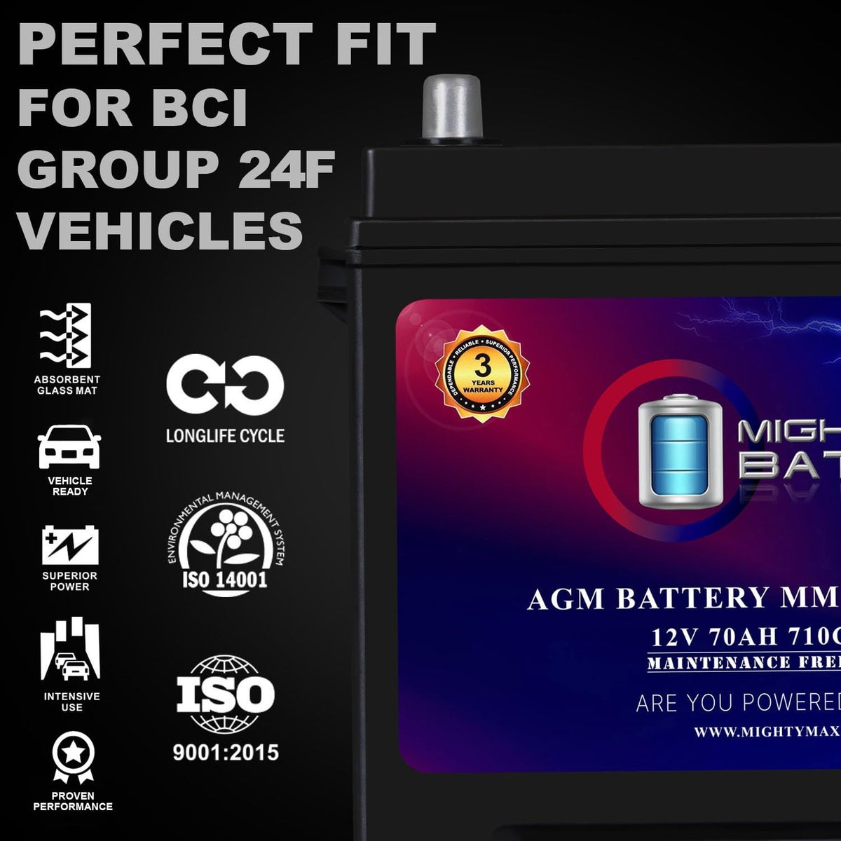 12V 70Ah AGM Replacement Battery F872