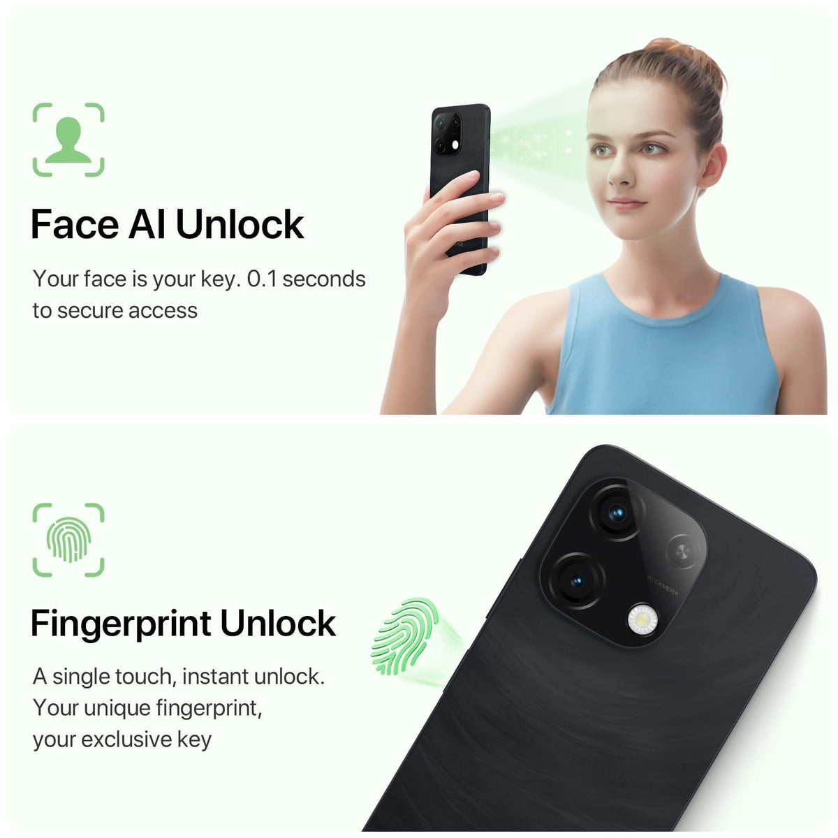 Unlocked Android 14 Smartphone 256GB Octa-Core 6.75" HD+ 5000mAh 4G Dual SIM E114362
