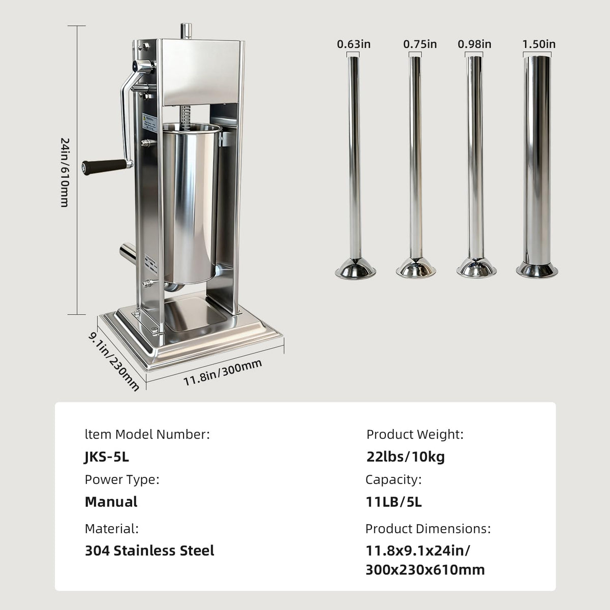 11LBS/5L Vertical Sausage Stuffer P6337