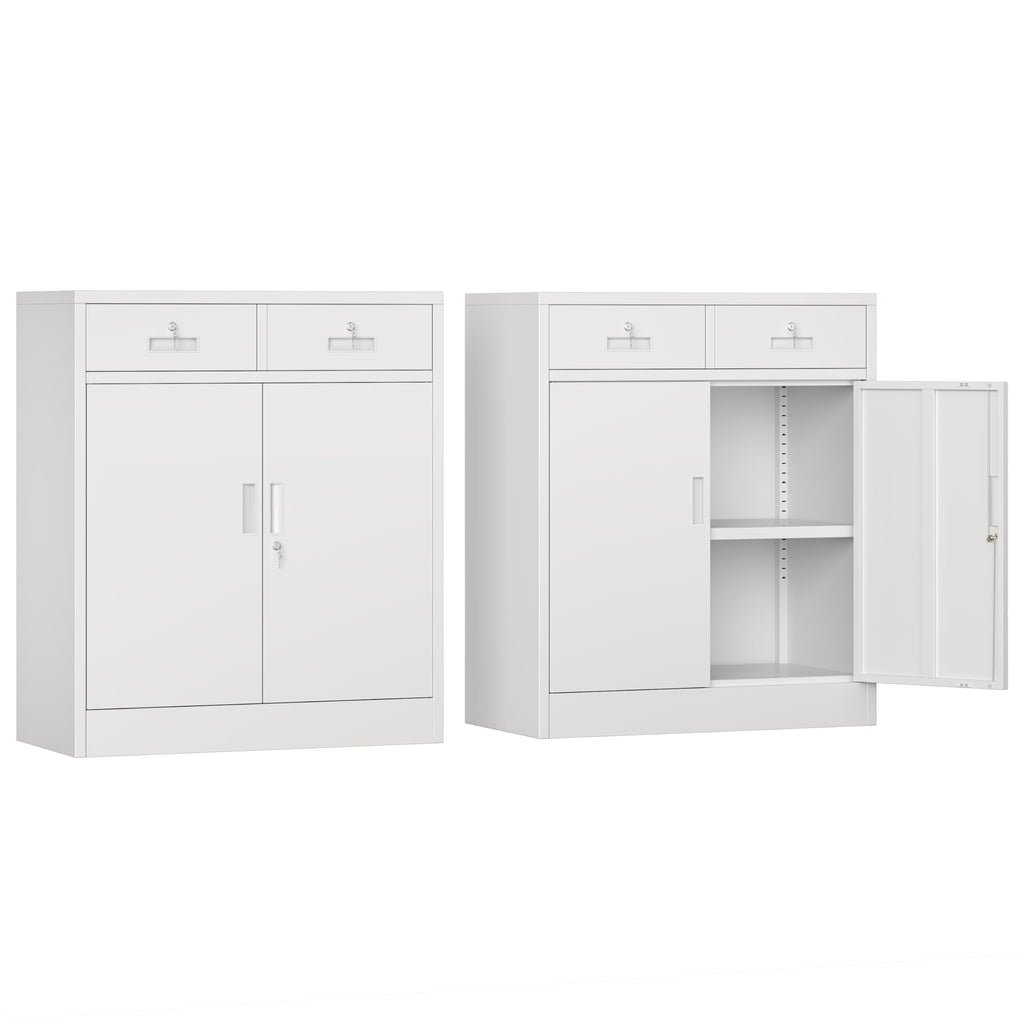 White Metal Storage Cabinet with 2 Drawers Y29218