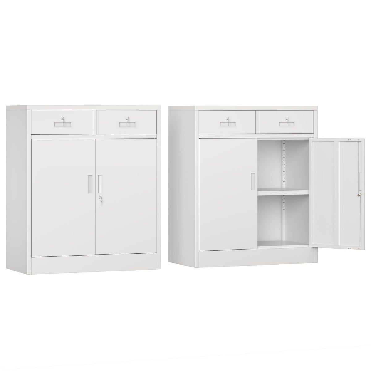 White Metal Storage Cabinet with 2 Drawers Y29218