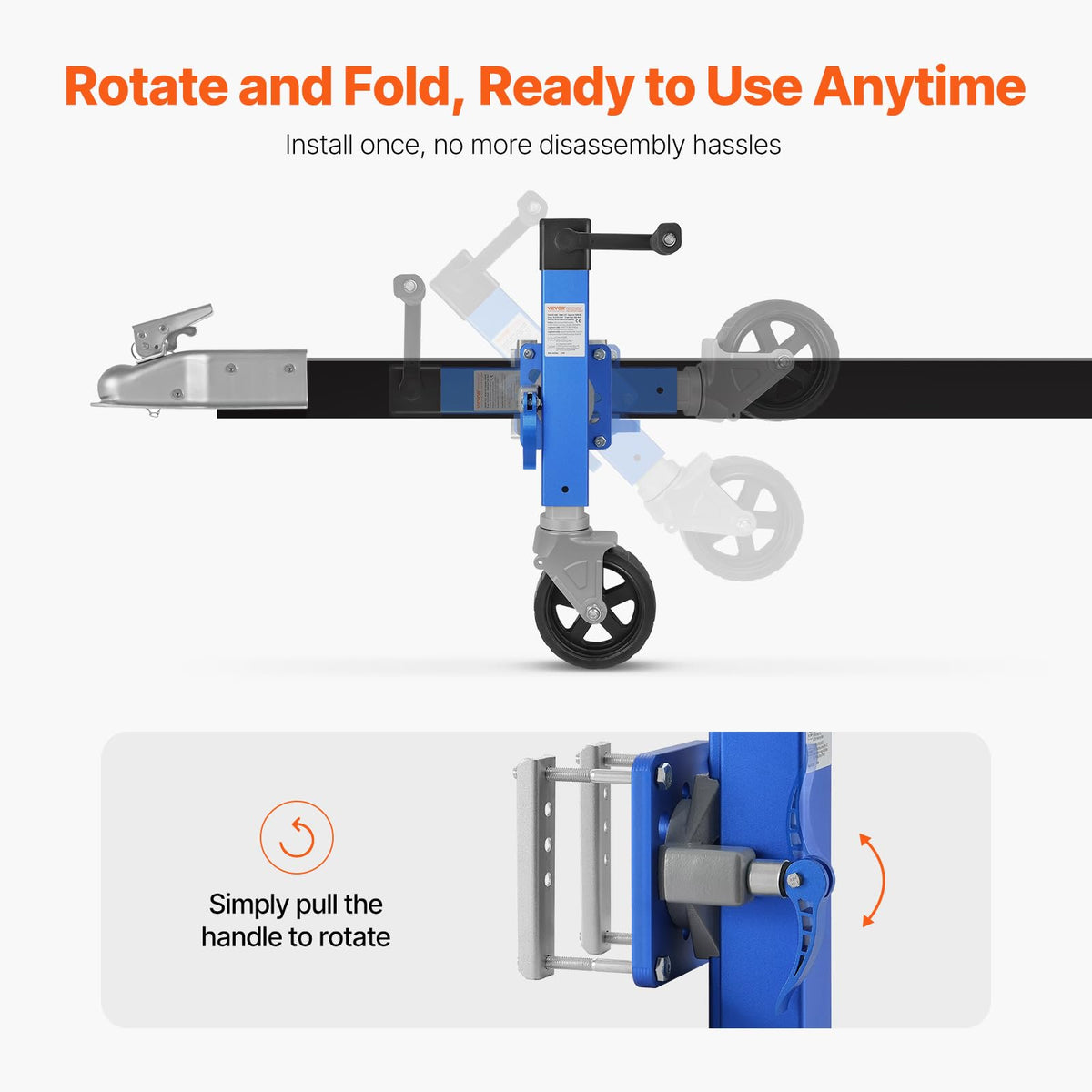 1600 lbs Swivel Trailer Jack with Wheel U384644