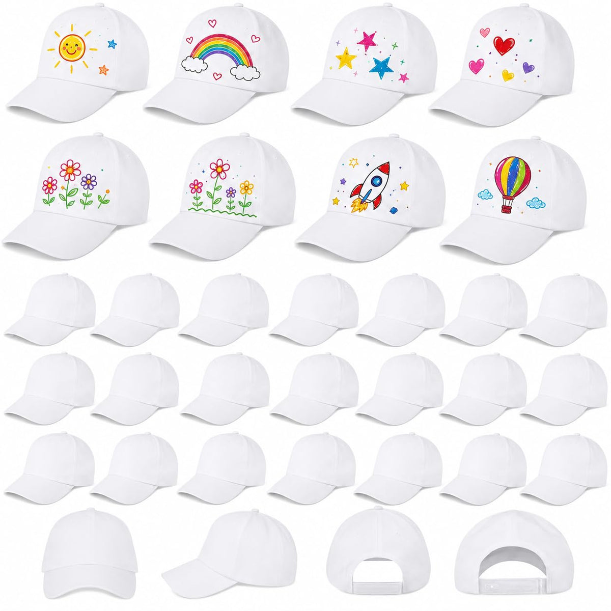 White Adjustable Baseball Caps W6005
