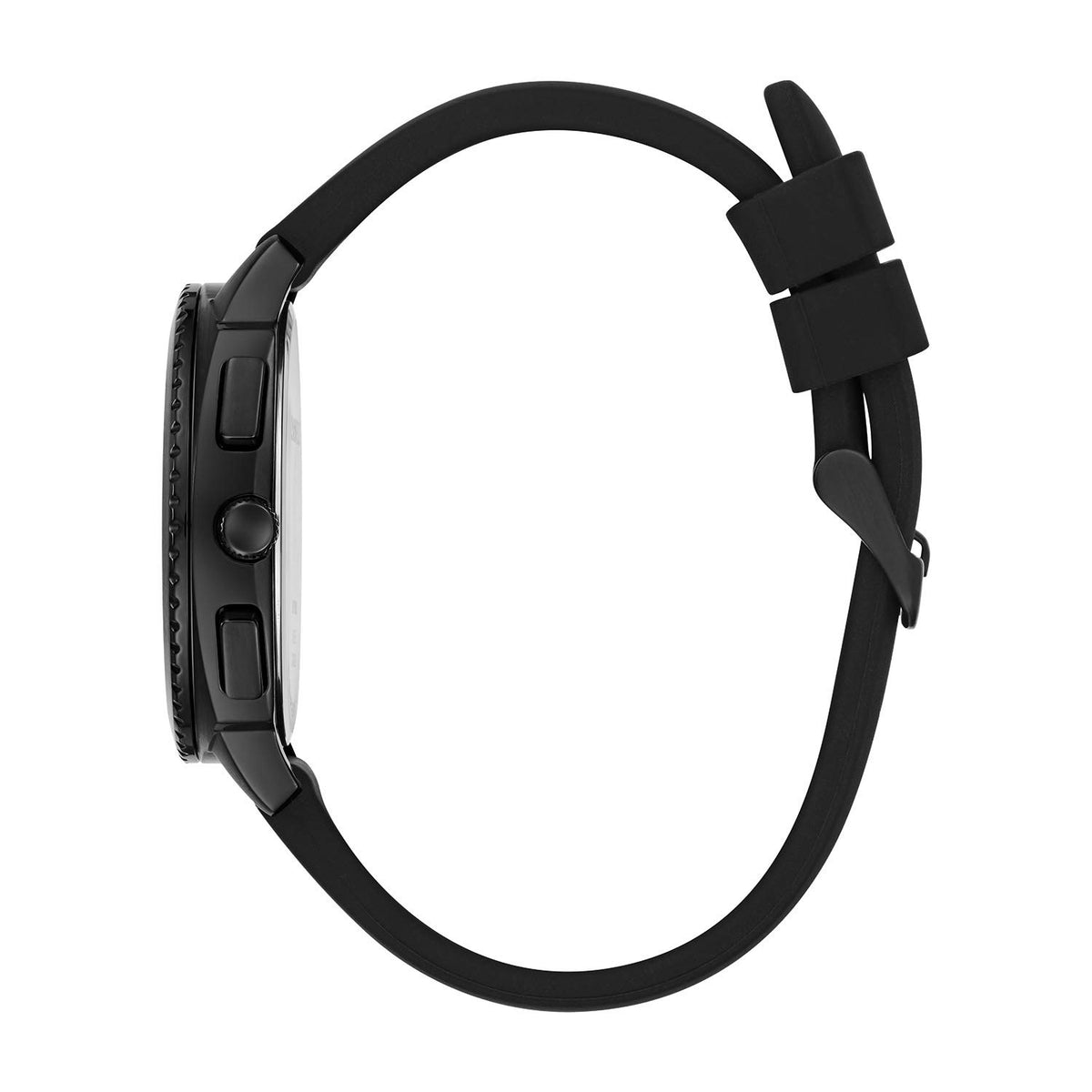 Sport Chronograph Mens Watch Stainless Steel Black Silicone Strap R3855