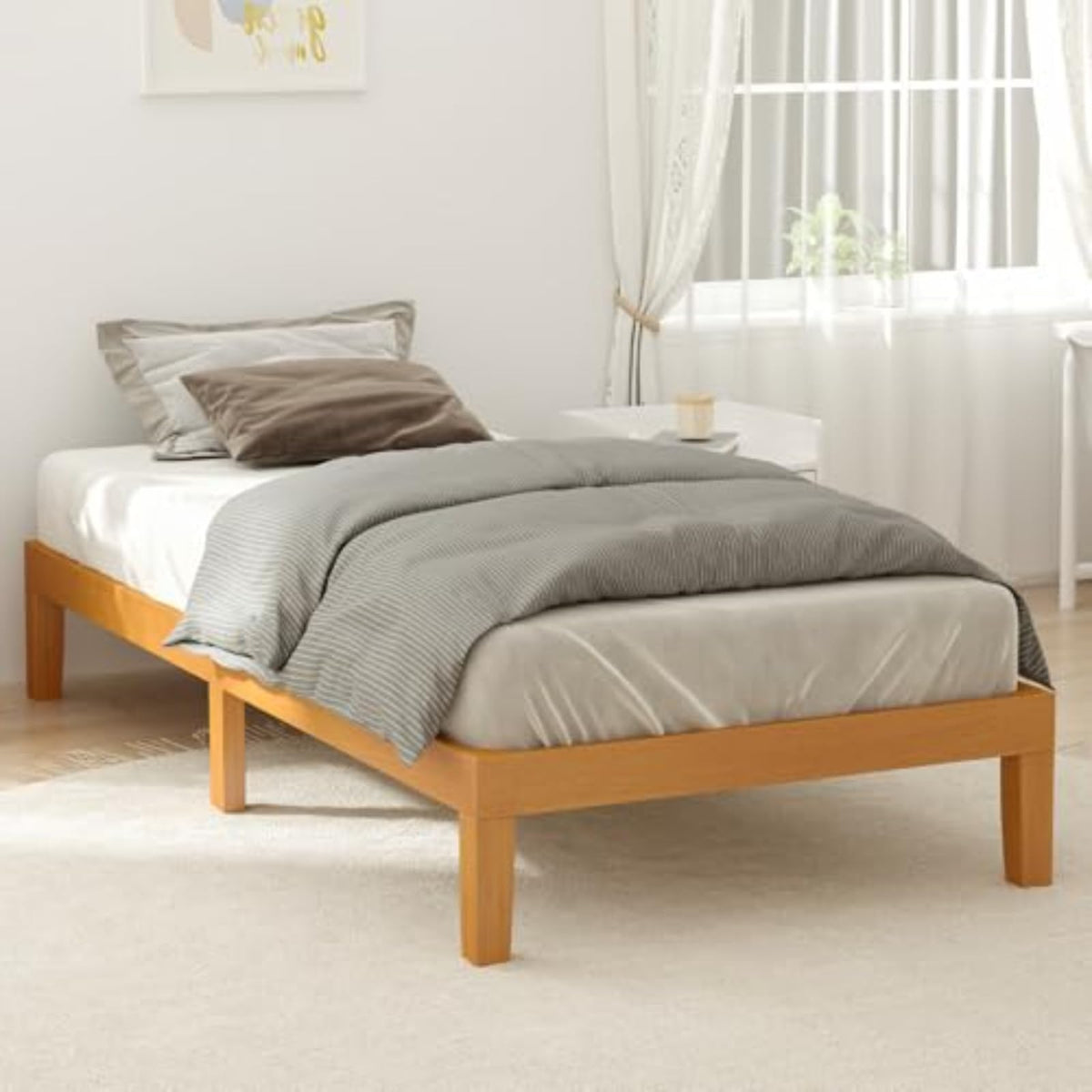 Twin Size 12 Inch Wood Platform Bed Frame B68175