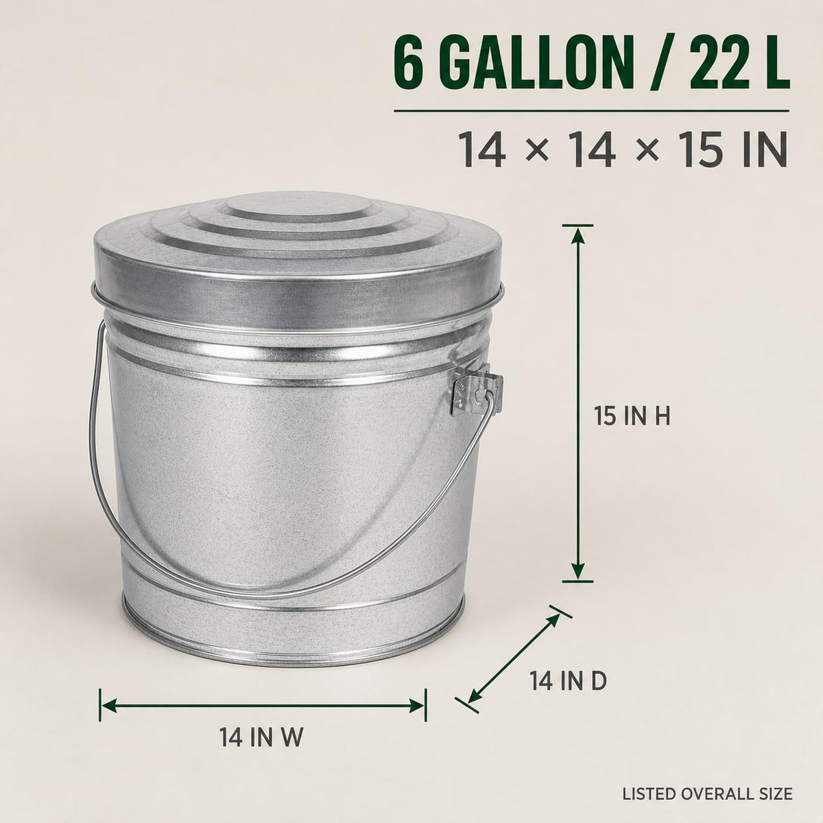 6 Gal Galvanized Steel Can with Locking Lid B786223