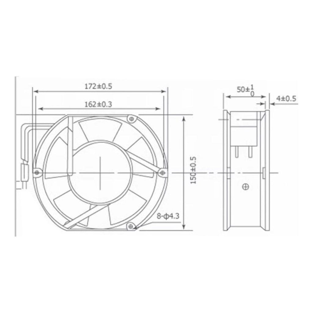 24V 172mm Cooling Fan 3Pin 3Wire Dual Ball C833658