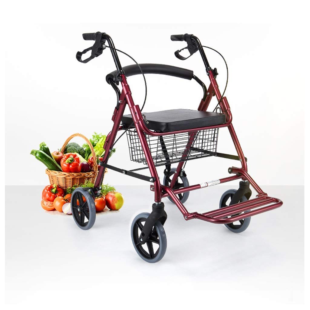 4 Wheeled Folding Rollator Walker with Padded Seat and Backrest J919