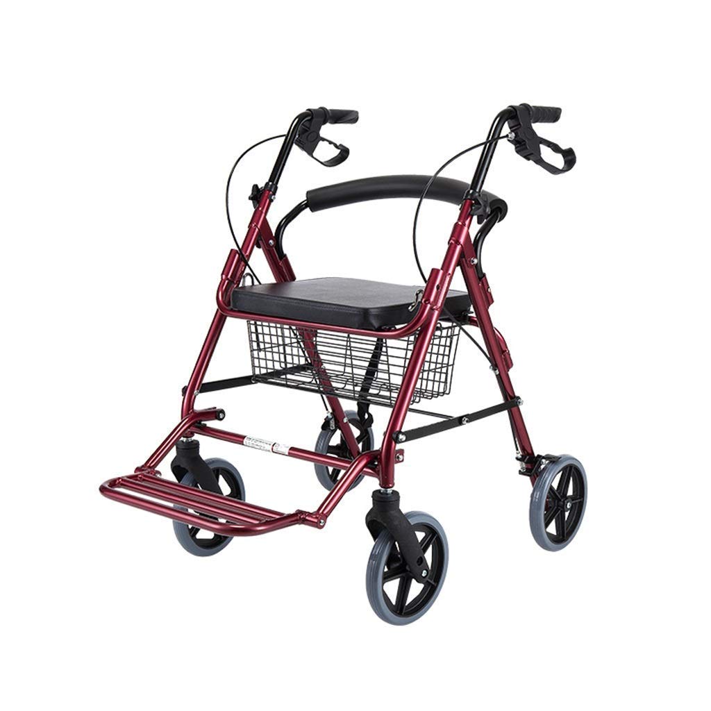 4 Wheeled Folding Rollator Walker with Padded Seat and Backrest J919
