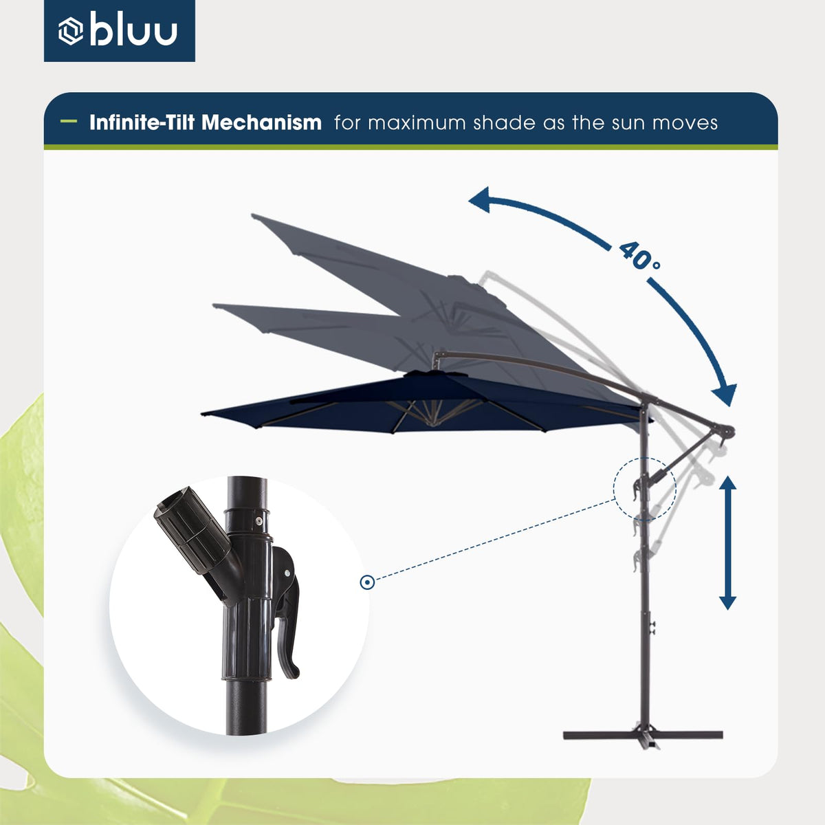 10 FT Navy Blue Patio Offset Umbrella M482