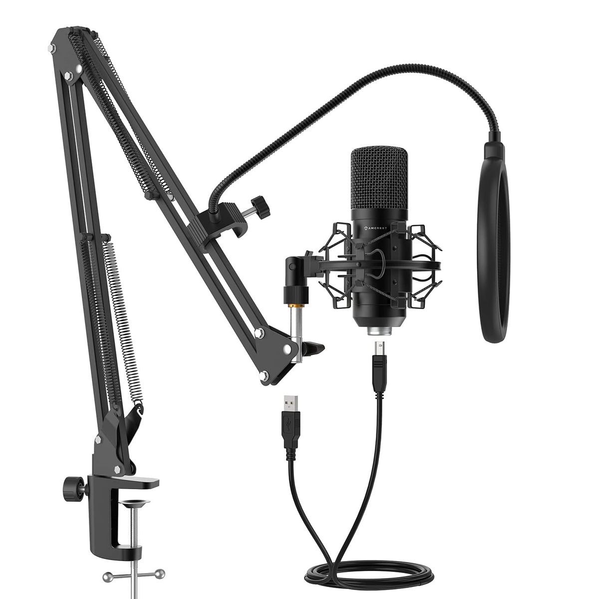 USB Microphone with Boom Arm, Pop-Filter, Shock Mount I219255