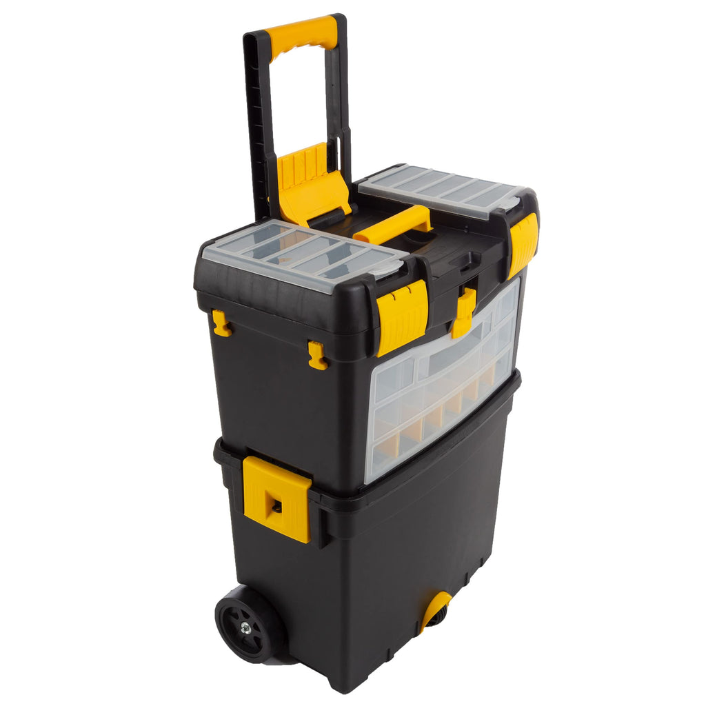 Rolling Tool Box with Wheels, Foldable Handle, and Removable Top M266