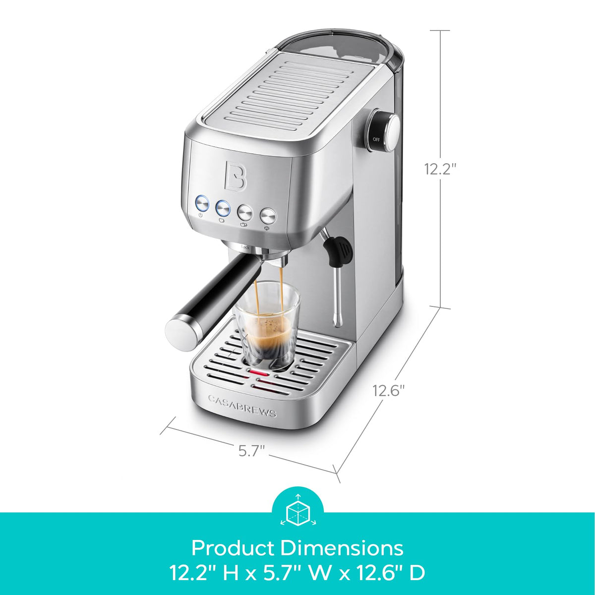 Stainless Steel Espresso Machine with Steam Wand C42642