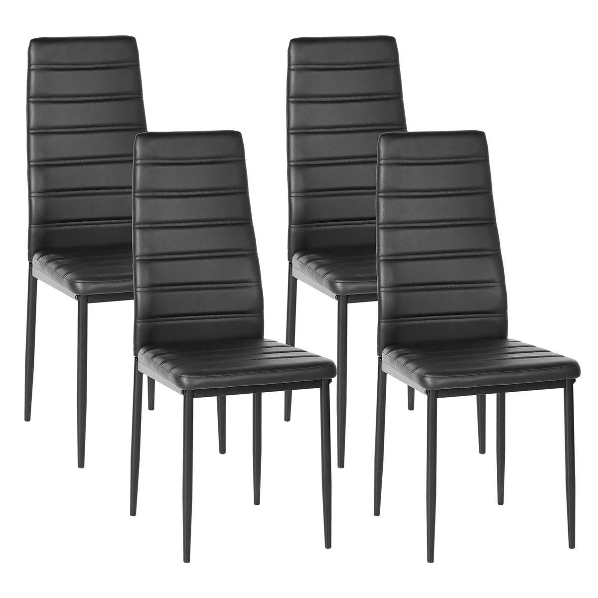 Black PU Dining Chairs Set of 4 Metal Legs S907