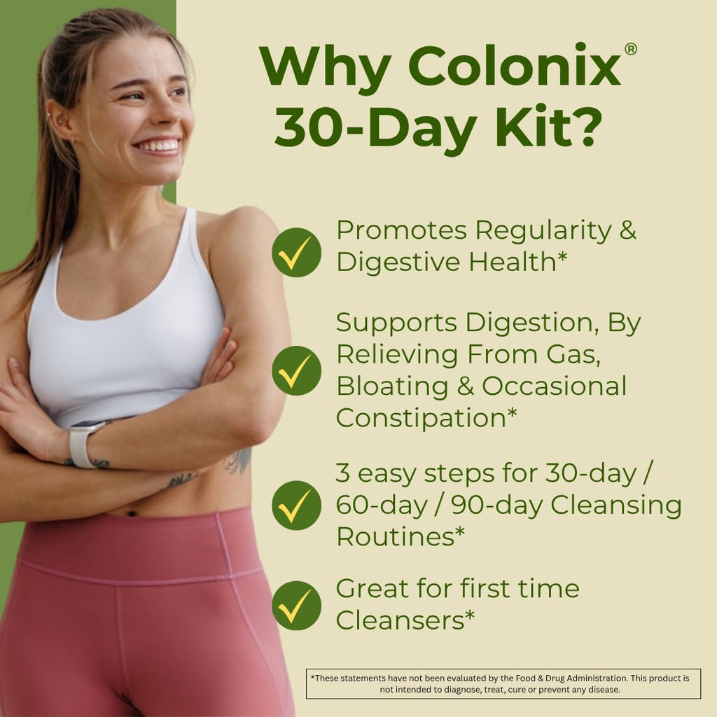 Whole Psyllium Husk Fiber Powder Herbal Capsules & Tea 30 Day Colon Cleanse Kit Q29515