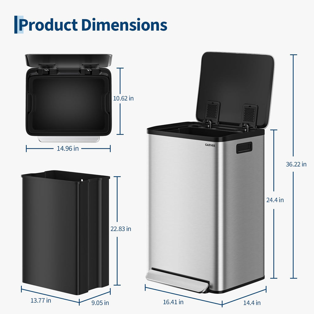 13 Gallon Stainless Steel Step-on Trash Can V3783