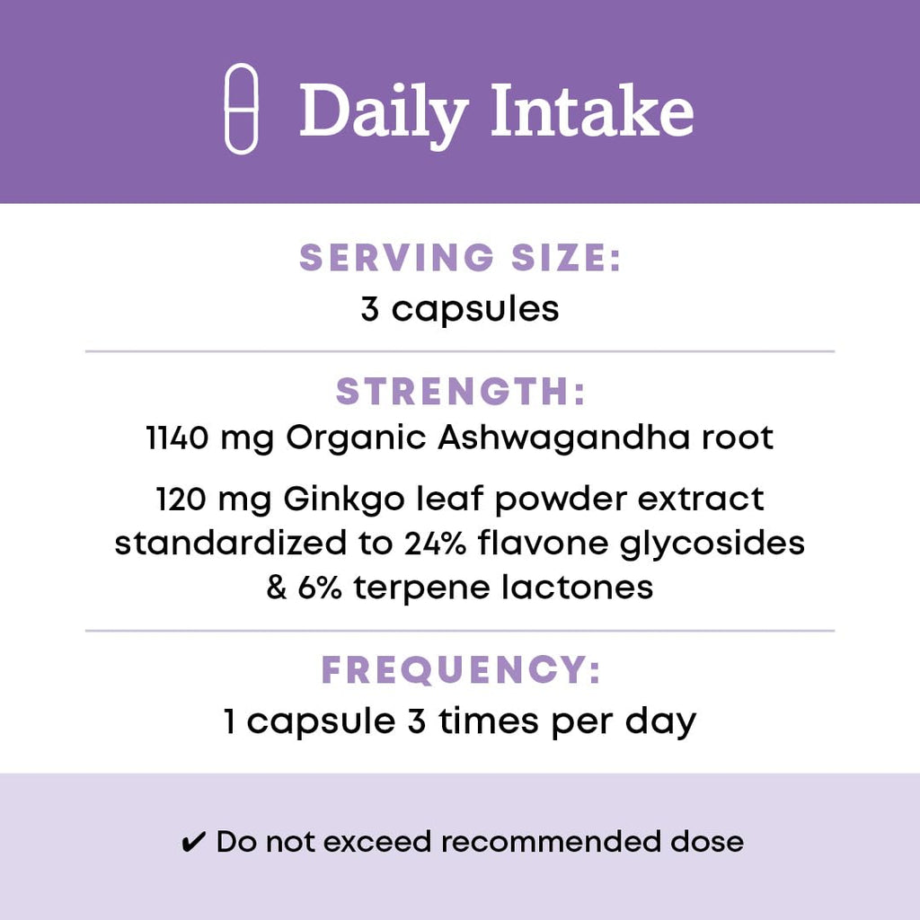 Organic Ashwagandha Ginkgo Vegan Capsules 90 Count P967448