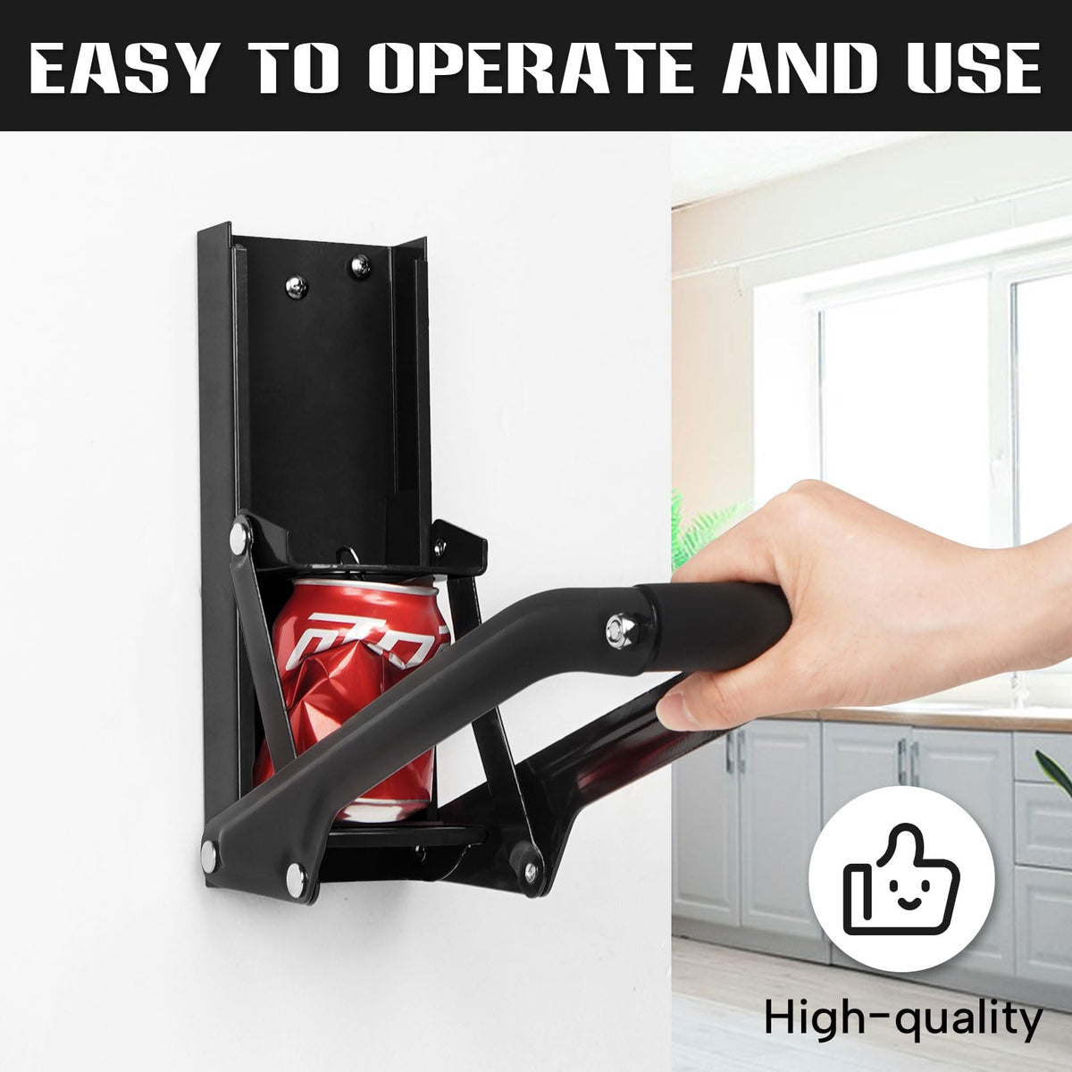 16 oz Black Wall-Mounted Aluminum Can Crusher Y121982