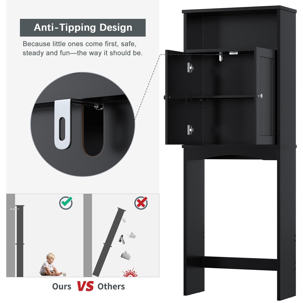 Black Over The Toilet Storage Cabinet I995404