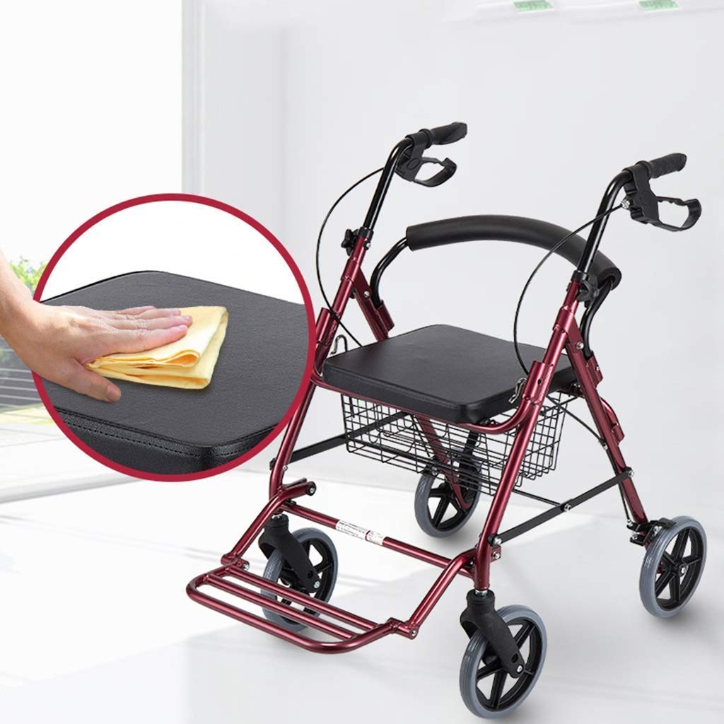4 Wheeled Folding Rollator Walker with Padded Seat and Backrest J919