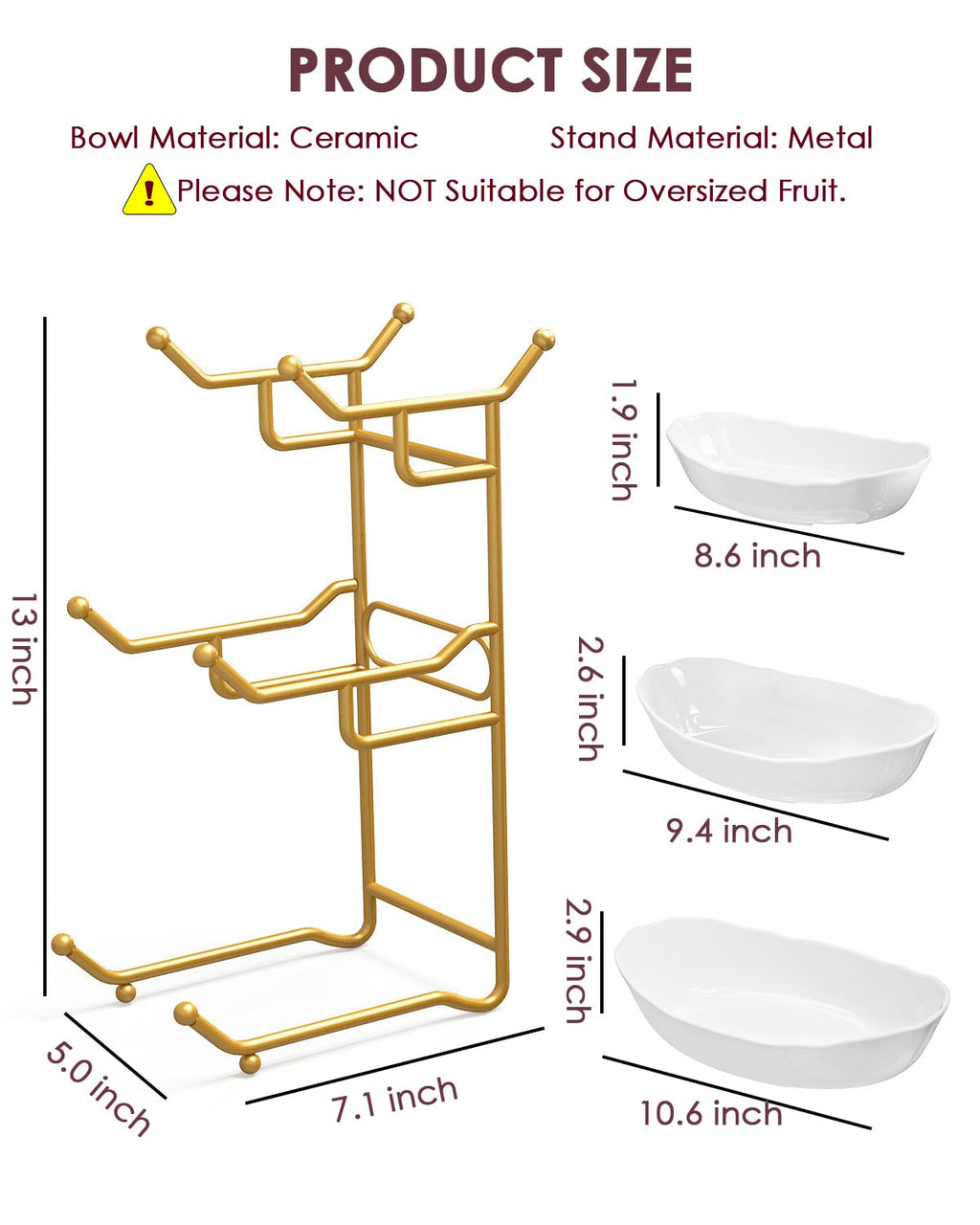 3 Tier Ceramic Fruit Bowl with Stand F678