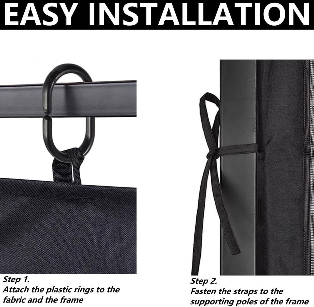 Mosquito Net 4-Panel Canopy Screen Wall with Zipper for 10 x 10' Gazebo X826