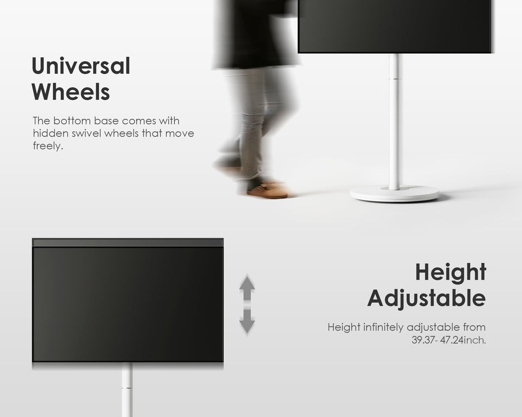 Small Rolling TV Cart for 24-48 Inch TVs, White R7238