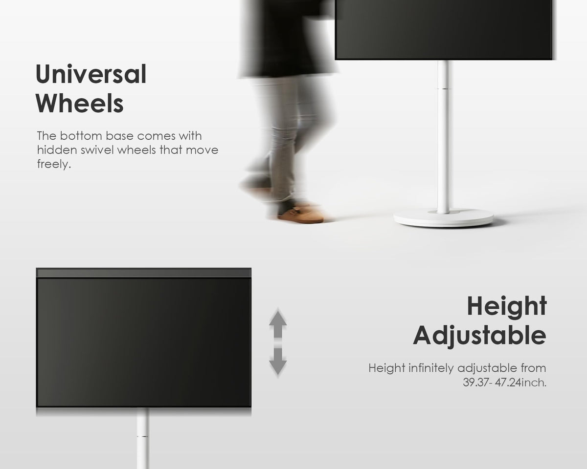Small Rolling TV Cart for 24-48 Inch TVs, White R7238