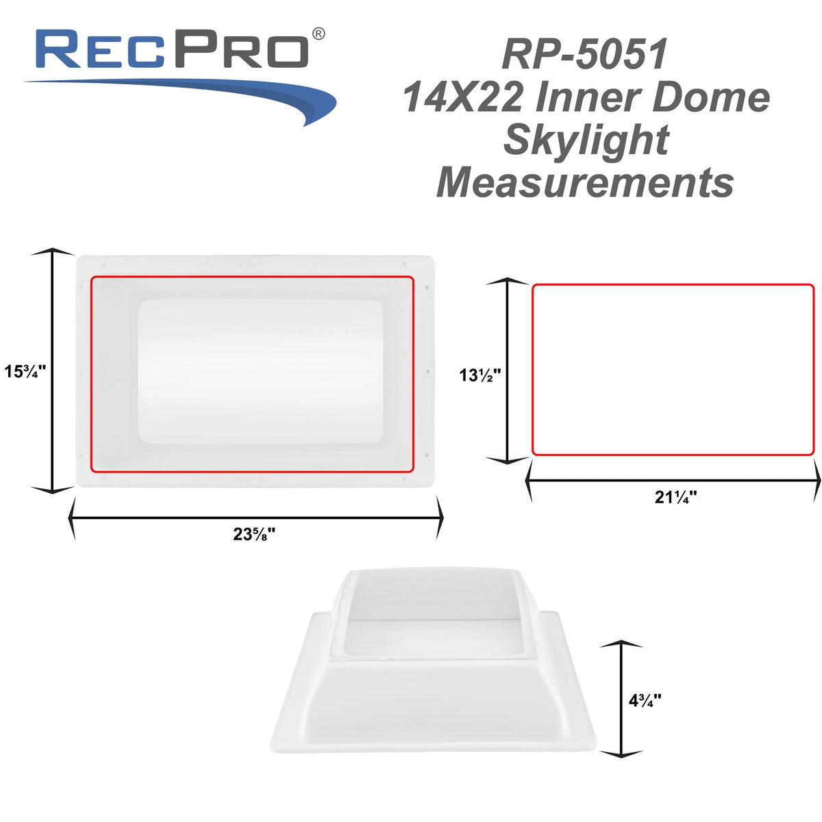 Clear 14" x 22" Inner Skylight Dome F883